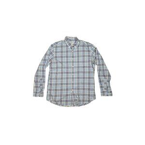 LL Bean Men's Yellow and Blue Plaid Button Down Shirt - Size L
